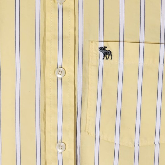 Abercombie & Fitch Yellow Striped Muscle Fit Long Sleeve Shirt - Picture 2 of 4